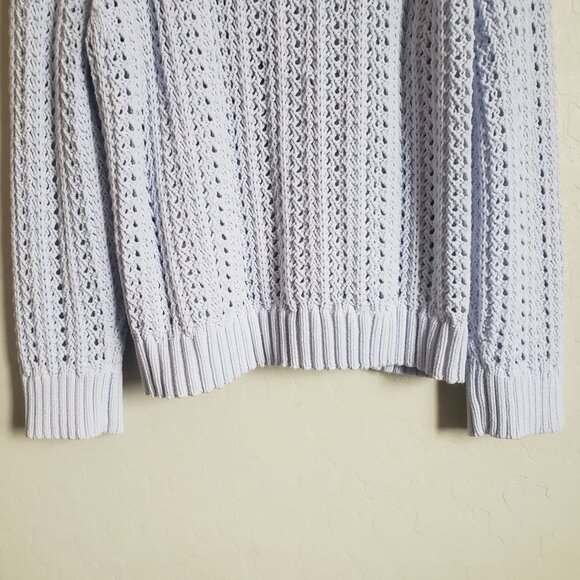 J.Crew Wide Neck Beach Sweater with Pointelle Stitch Light Blue Size Women's 2X - Picture 4 of 10